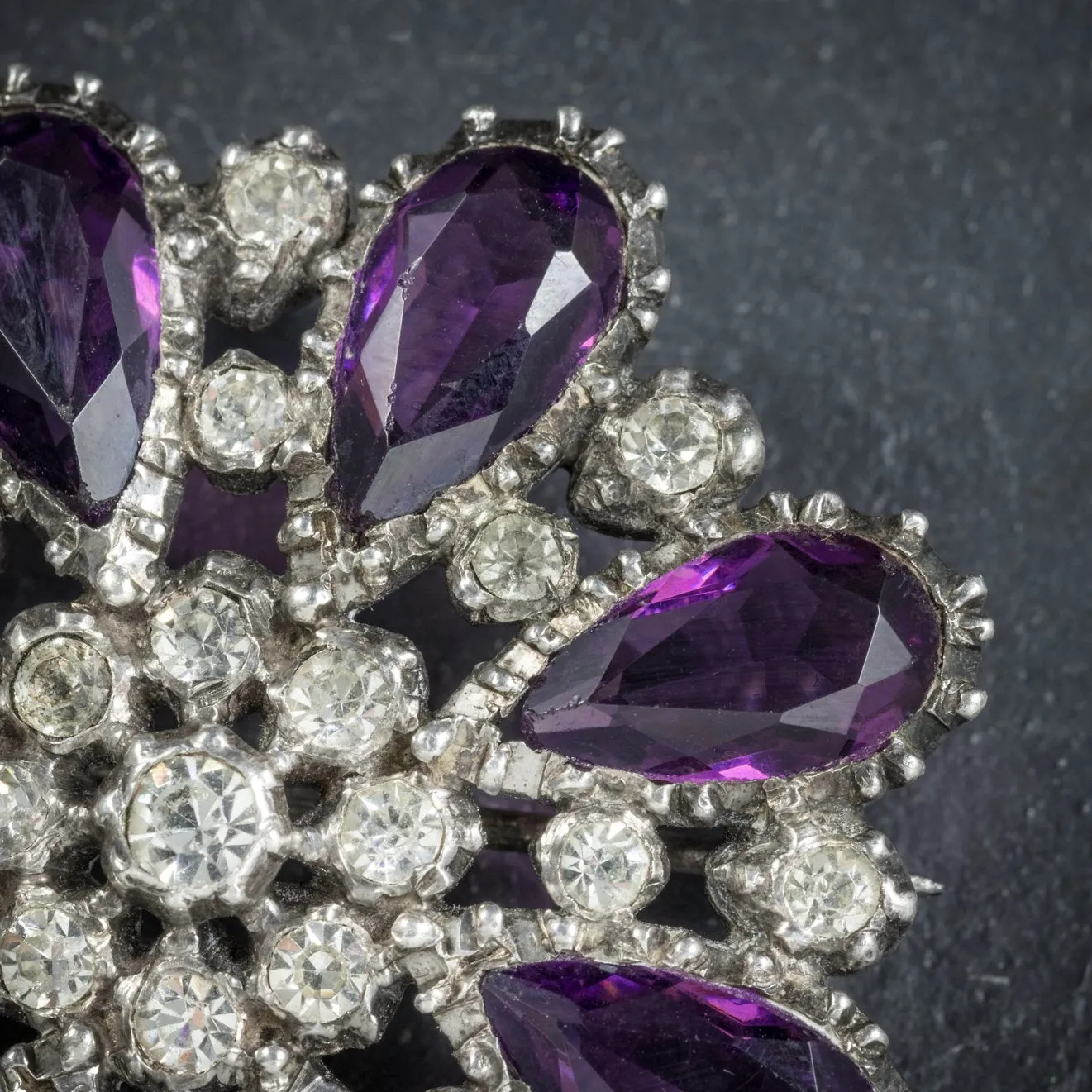 Antique Victorian Silver Paste Amethyst Brooch Circa 1900