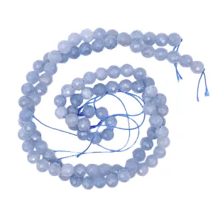 Aquamarine 8mm Facted Rounds Bead Strand