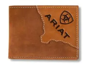 Ariat Western Mens Wallet Bifold Leather Logo Brown