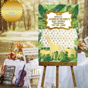 Baby Shower jungle theme welcome canvas sign
