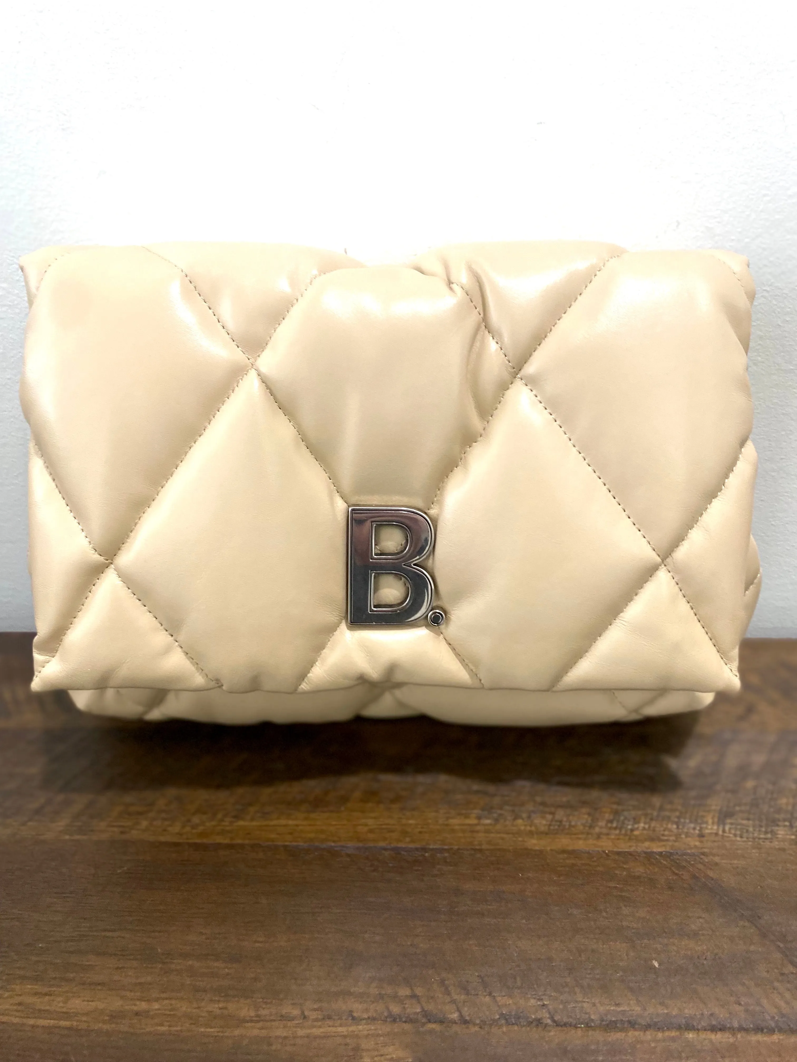 BALENCIAGA NAPPA CALFSKIN QUILTED TOUCH B PUFFY CLUTCH