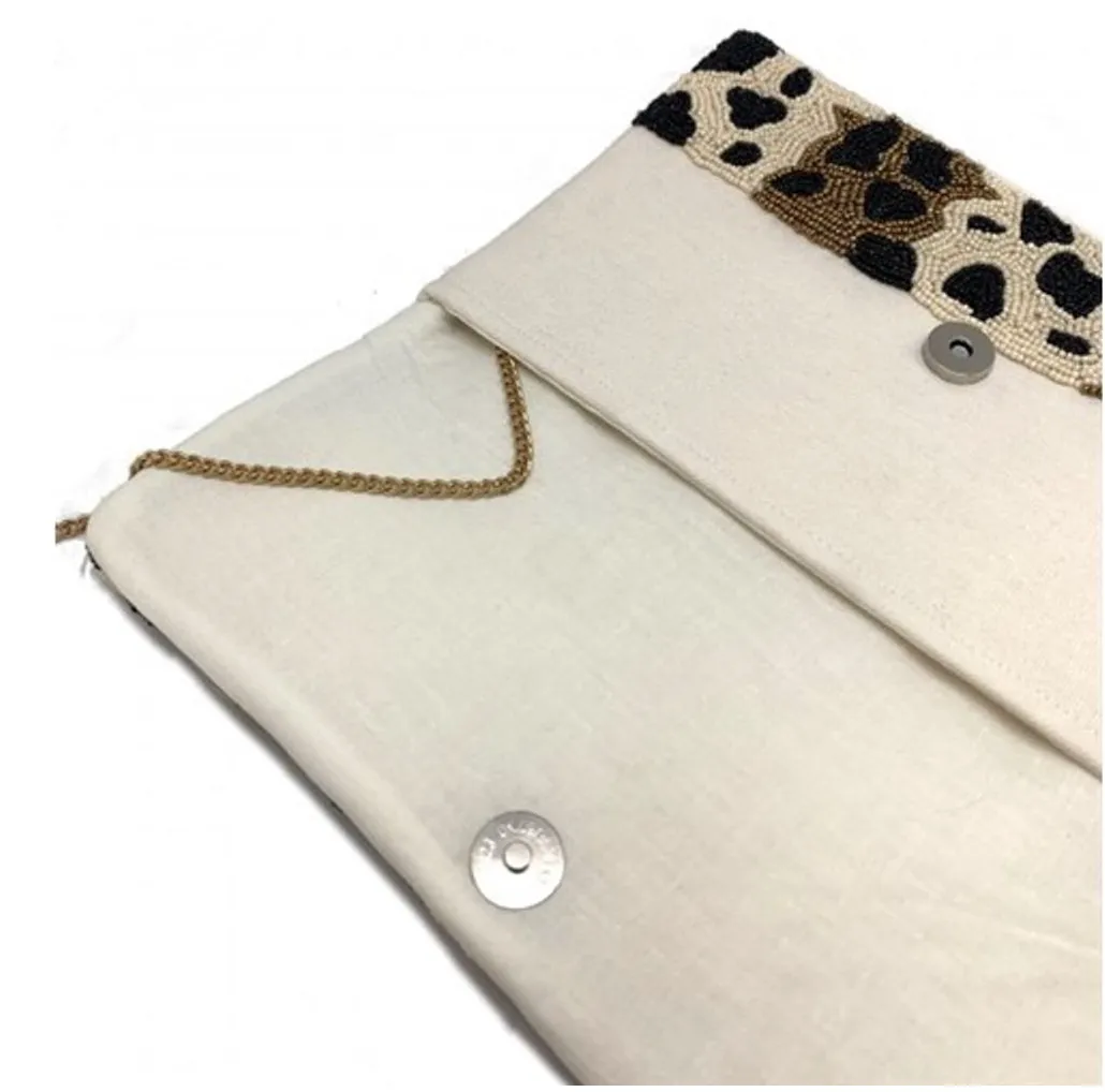 Beaded Leopard Clutch