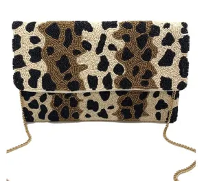 Beaded Leopard Clutch