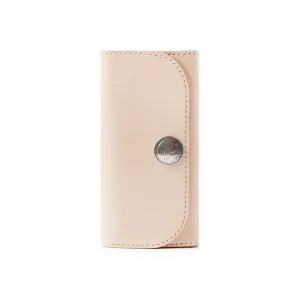 Beige Handmade Leather Mens Long Wallet Bifold Clutch Wallets Long CellPhone Wallet For Men