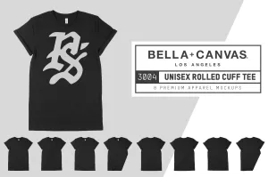 Bella   Canvas 3004 Rolled Cuff T-Shirt Mockups