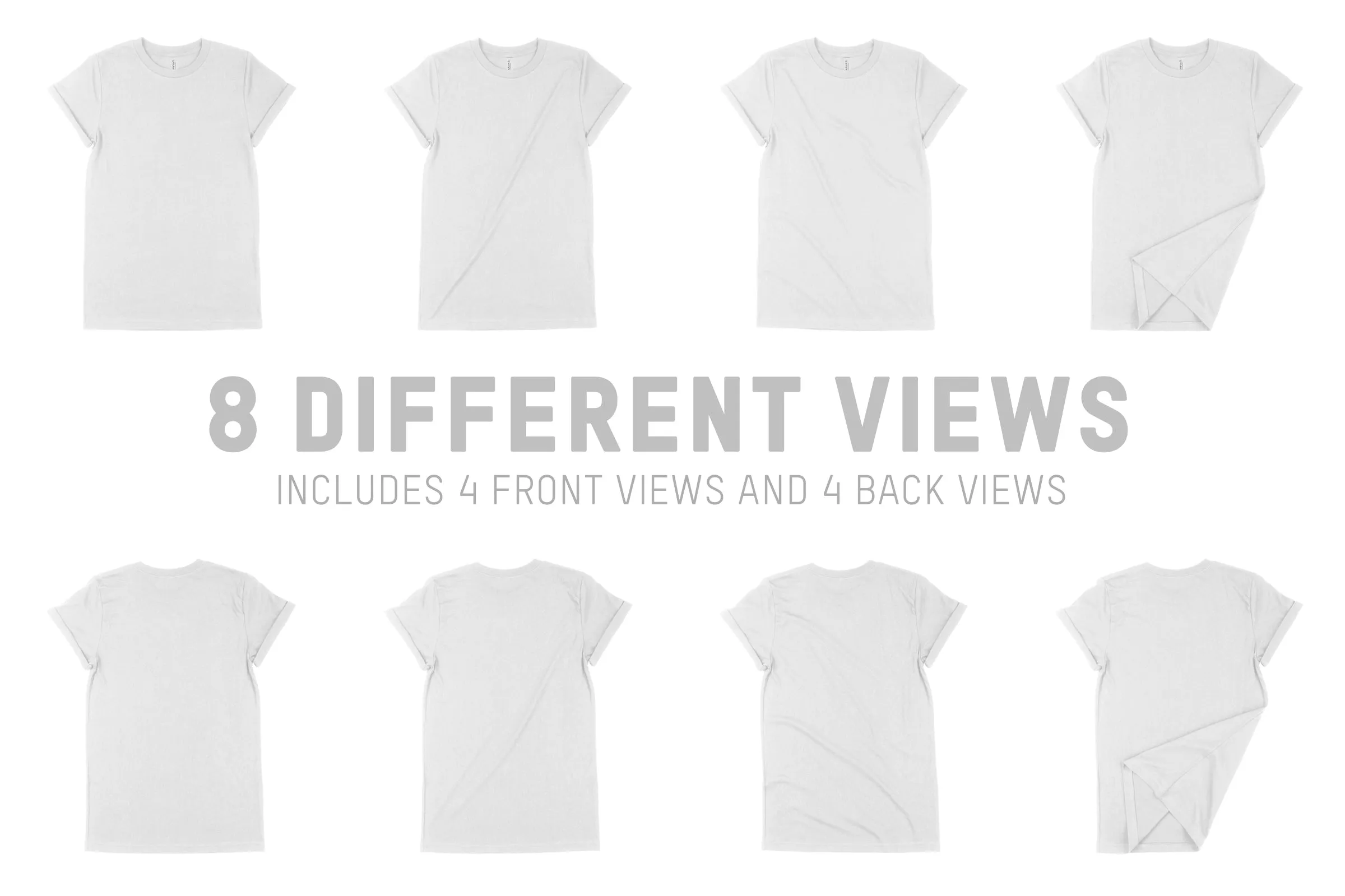 Bella   Canvas 3004 Rolled Cuff T-Shirt Mockups