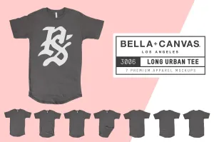 Bella   Canvas 3006 Long Urban T-Shirt Mockups