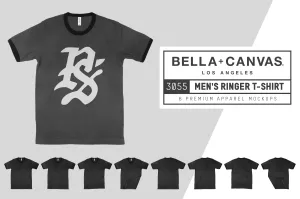Bella   Canvas 3055 Men's Ringer T-Shirt Mockups