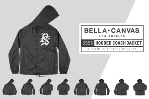 Bella   Canvas 3955 Hooded Coach's Jacket Mockups