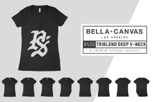 Bella   Canvas 8435 Triblend V-Neck Mockups