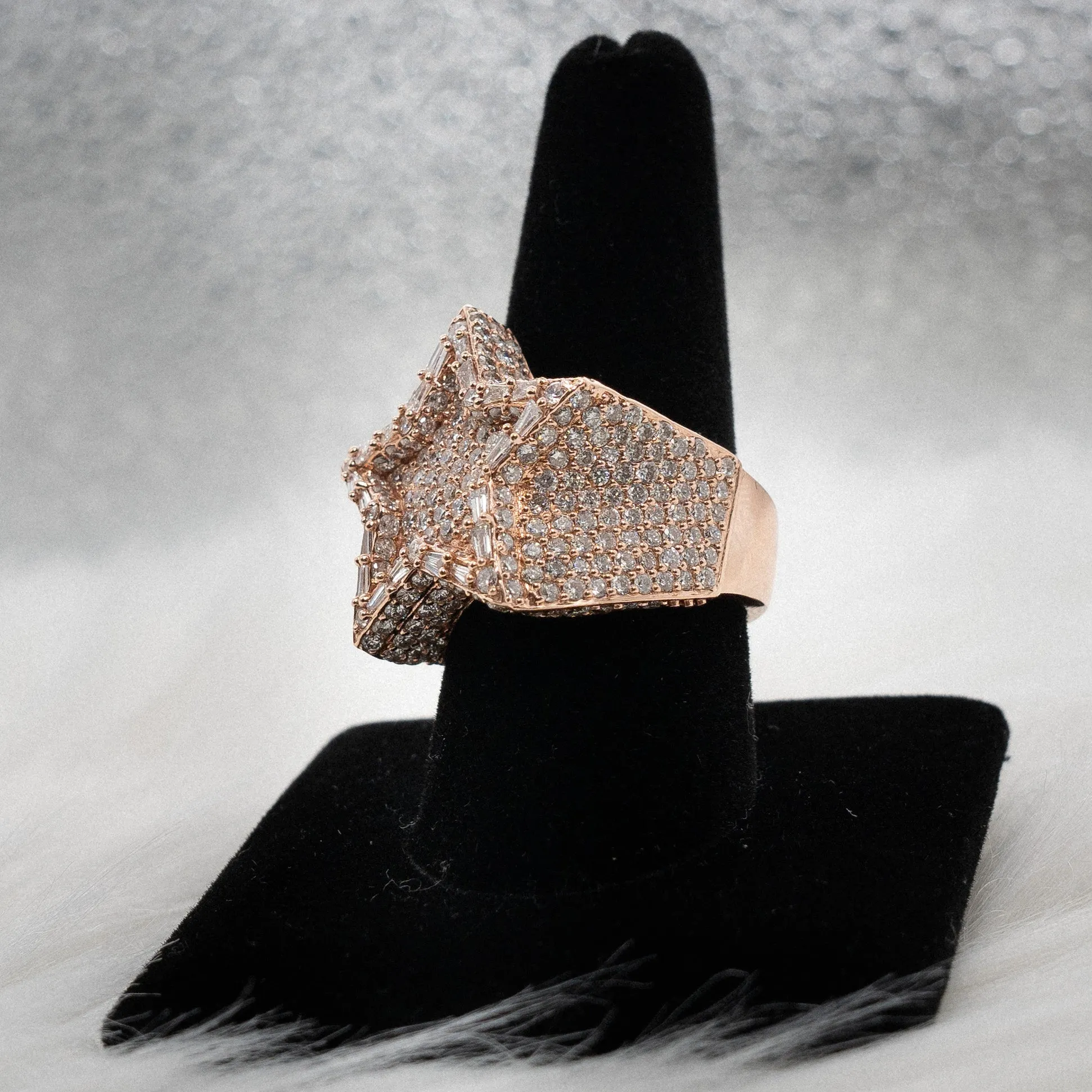 Big Star Ring 14K Rose Gold With Diamonds / 19.4gr / Size 10