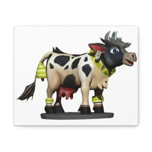 Black Cow Stretched Canvas