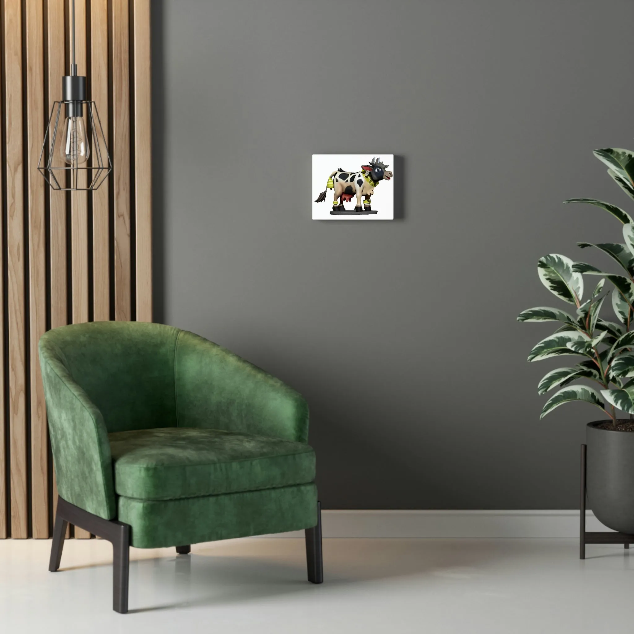 Black Cow Stretched Canvas