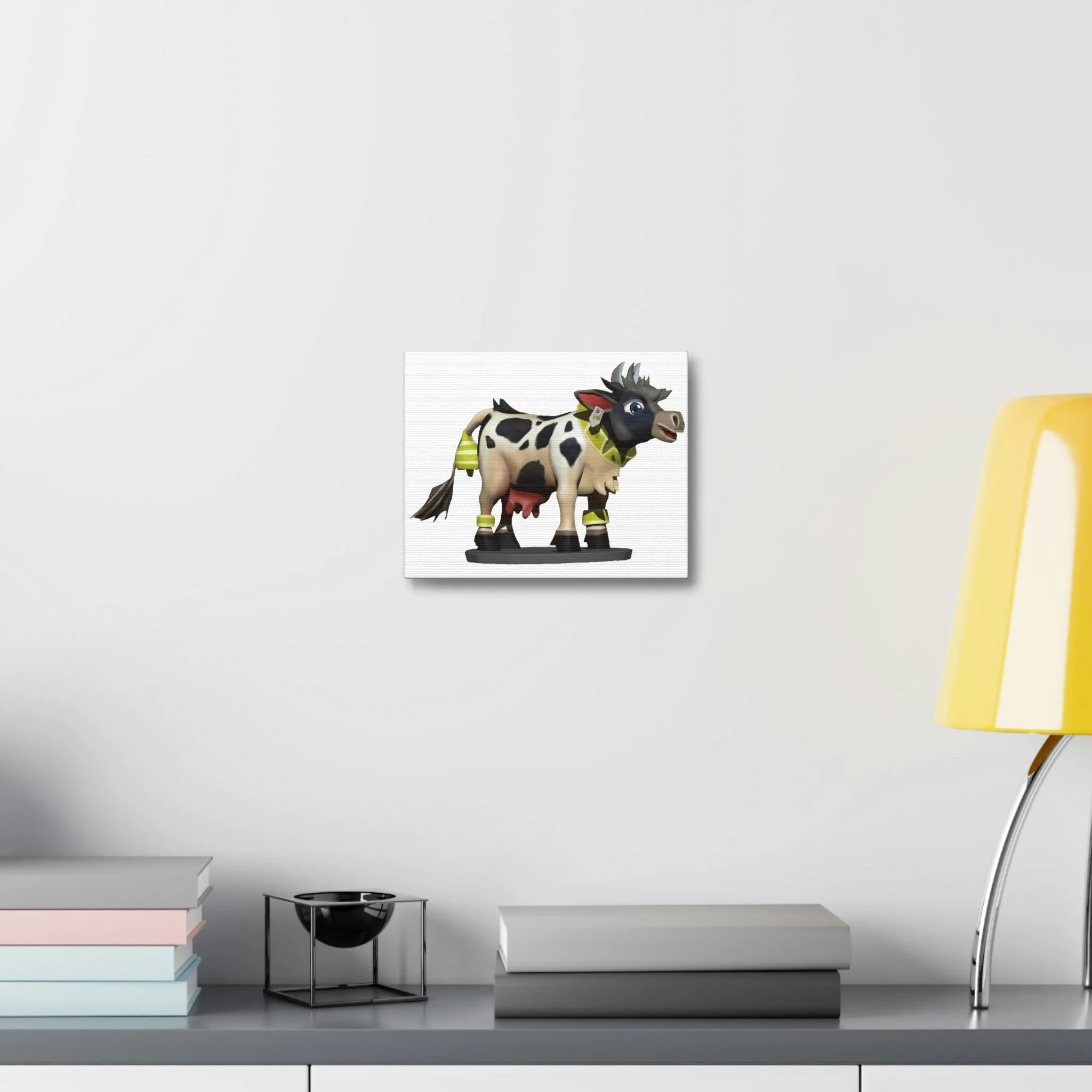 Black Cow Stretched Canvas