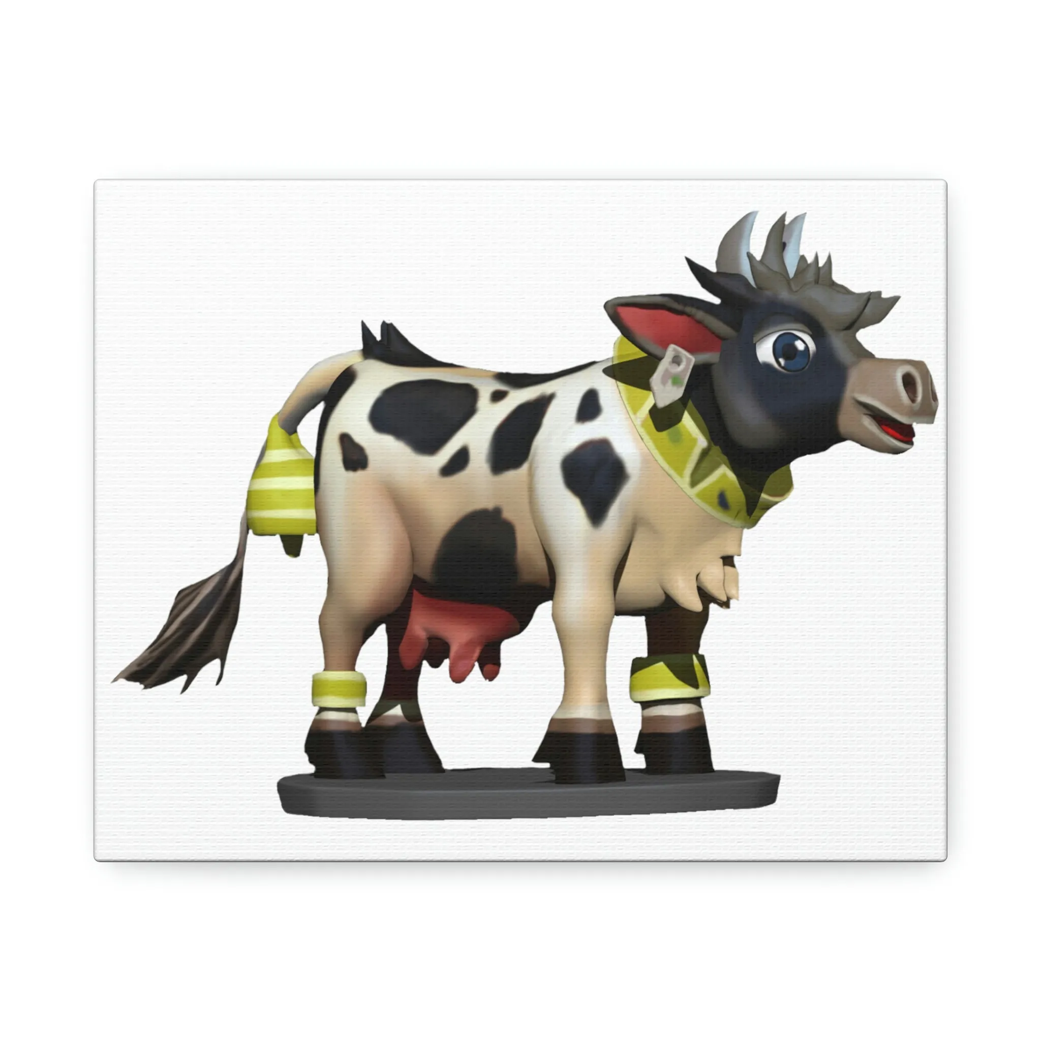 Black Cow Stretched Canvas