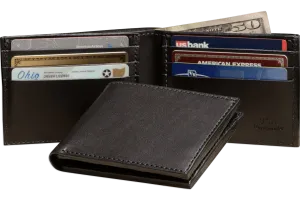 Black Premium Leather 6 Card Slot Bifold Wallet