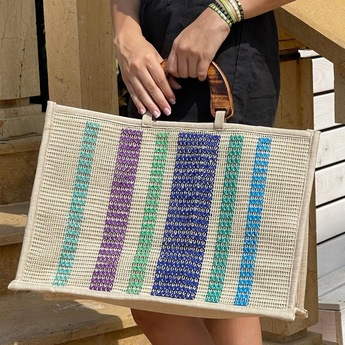 Blue Tonality Stripes Bag