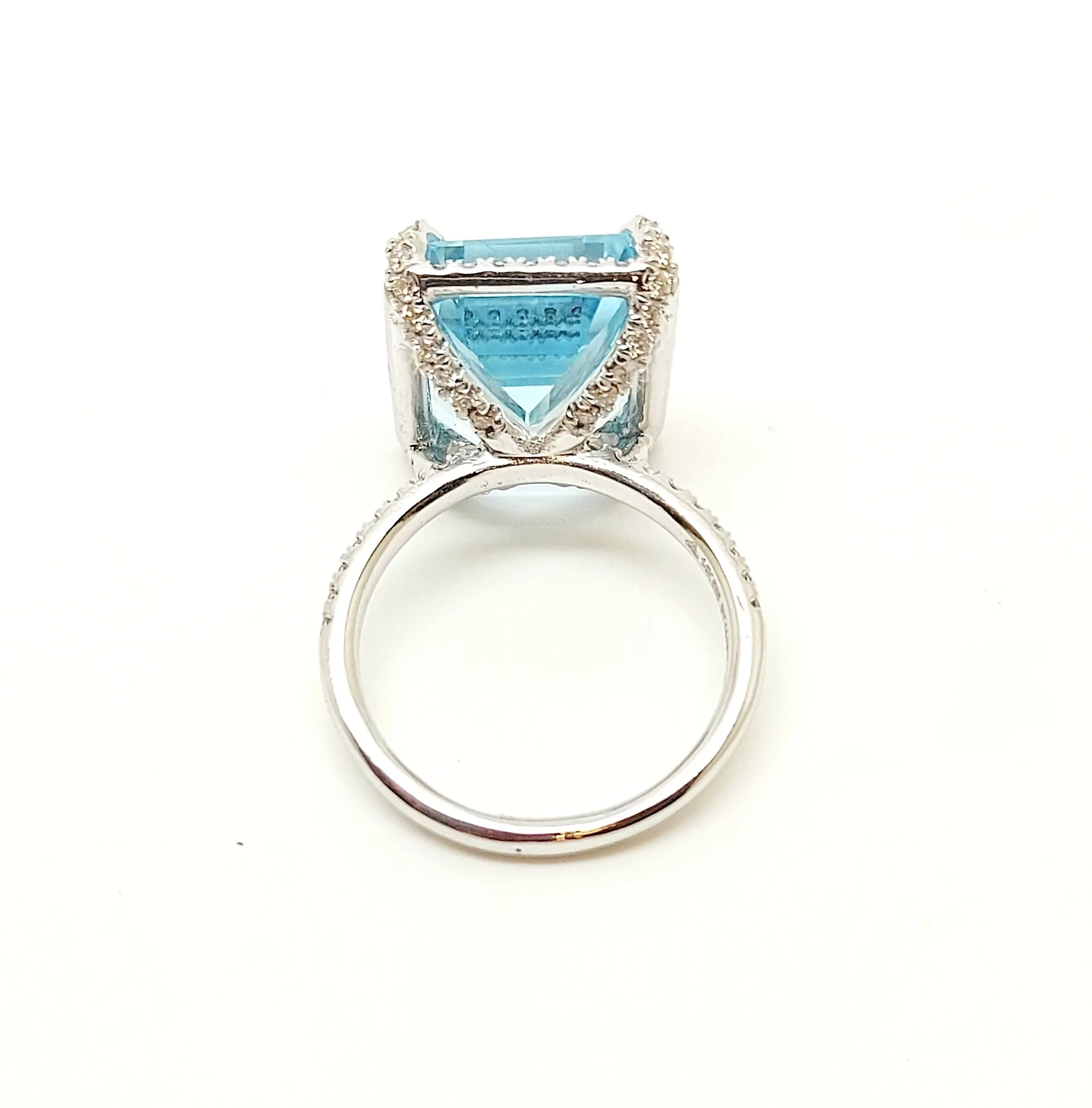 Blue Topaz and Diamond Statement Ring in 14k White Gold(AD NO. 2916)