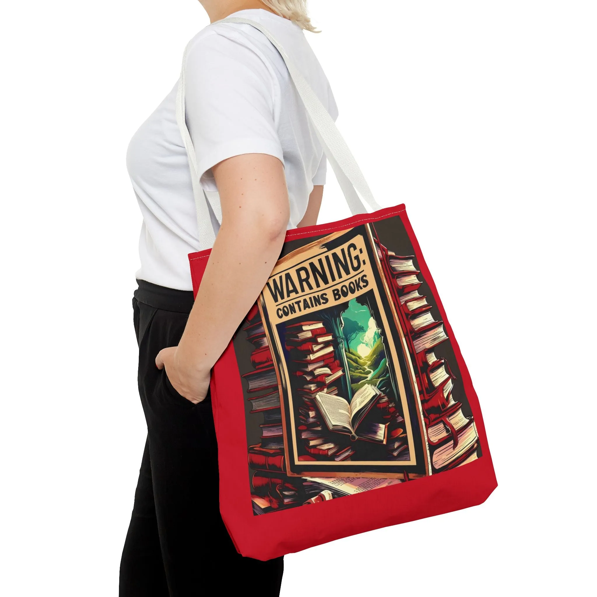 Book Lover Tote Bag - 'Warning: Contains Books' Design - Perfect for Readers & Gift Giving
