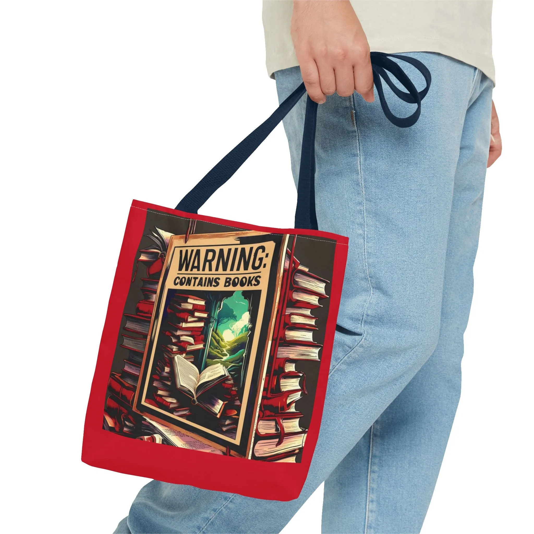 Book Lover Tote Bag - 'Warning: Contains Books' Design - Perfect for Readers & Gift Giving