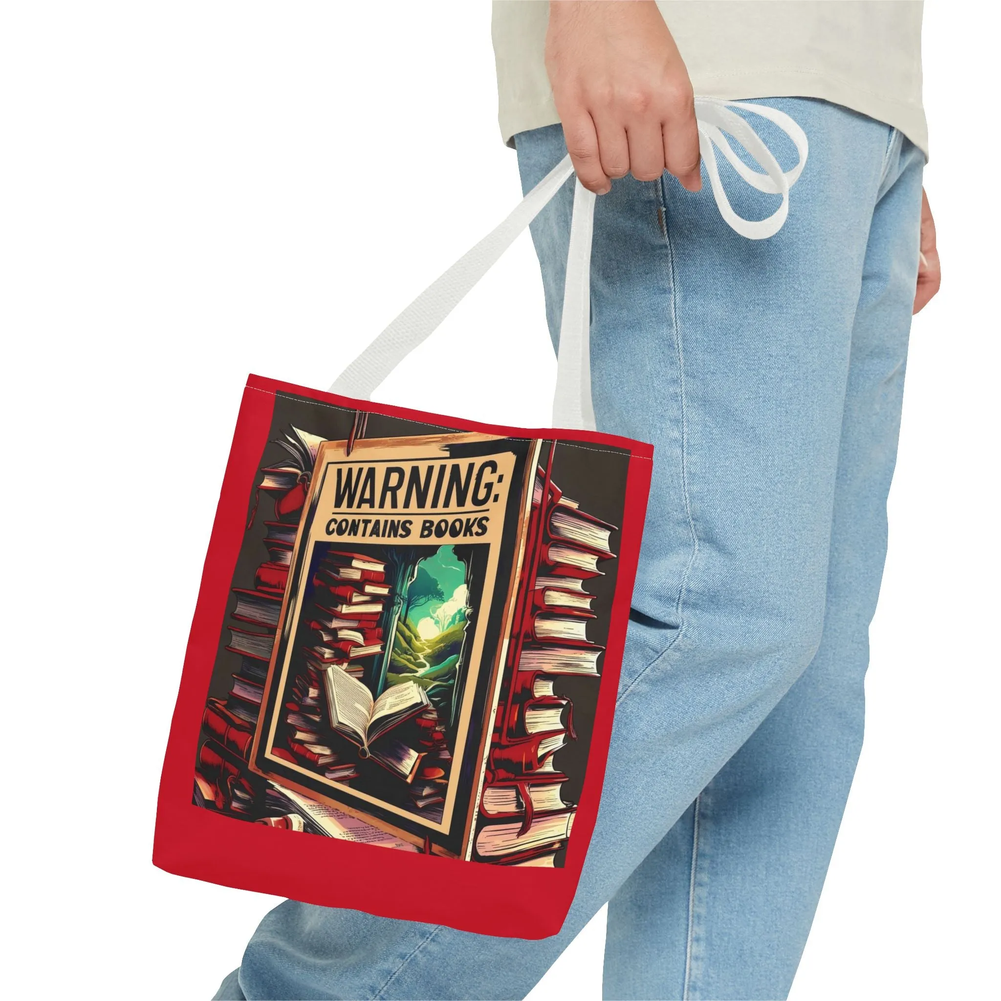 Book Lover Tote Bag - 'Warning: Contains Books' Design - Perfect for Readers & Gift Giving