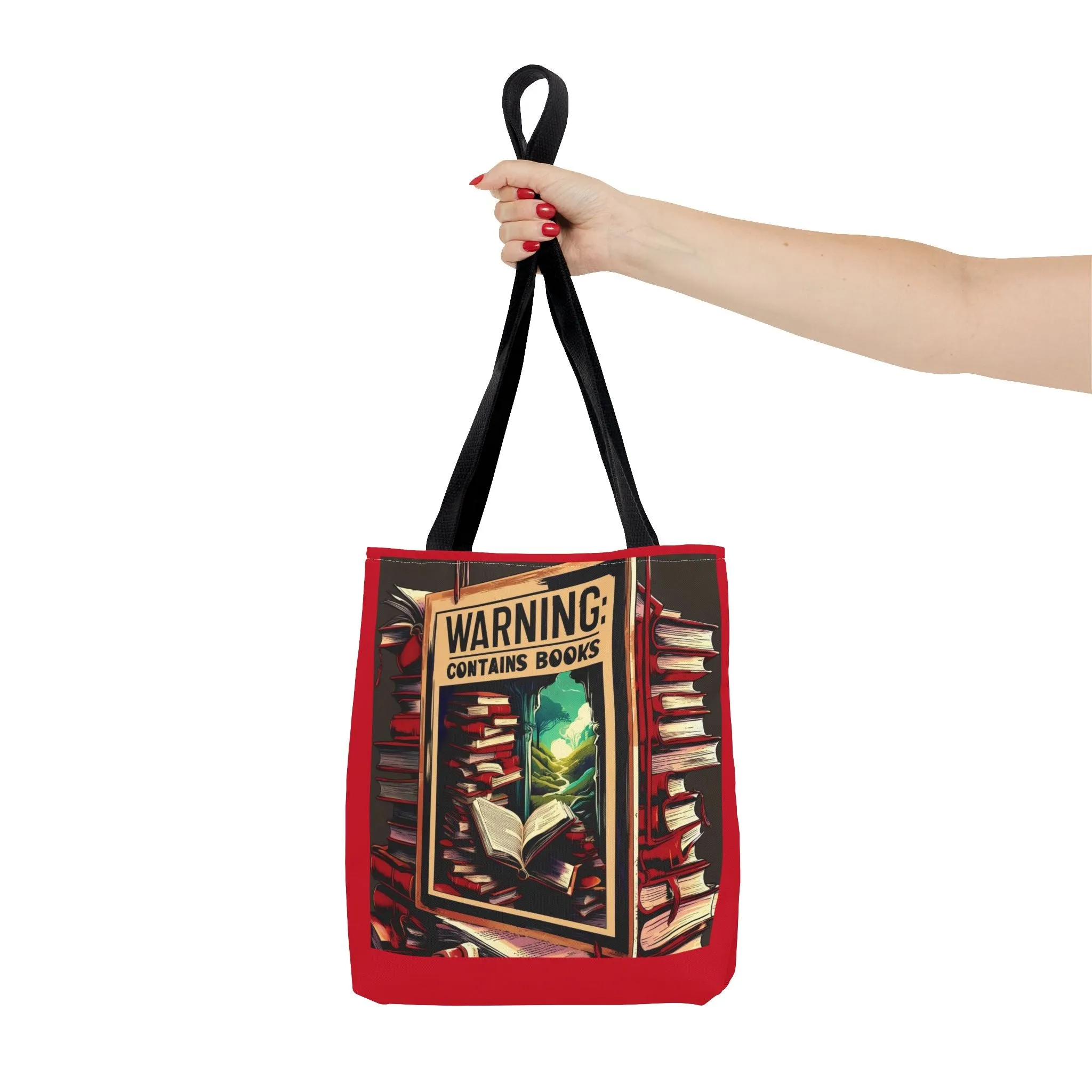Book Lover Tote Bag - 'Warning: Contains Books' Design - Perfect for Readers & Gift Giving