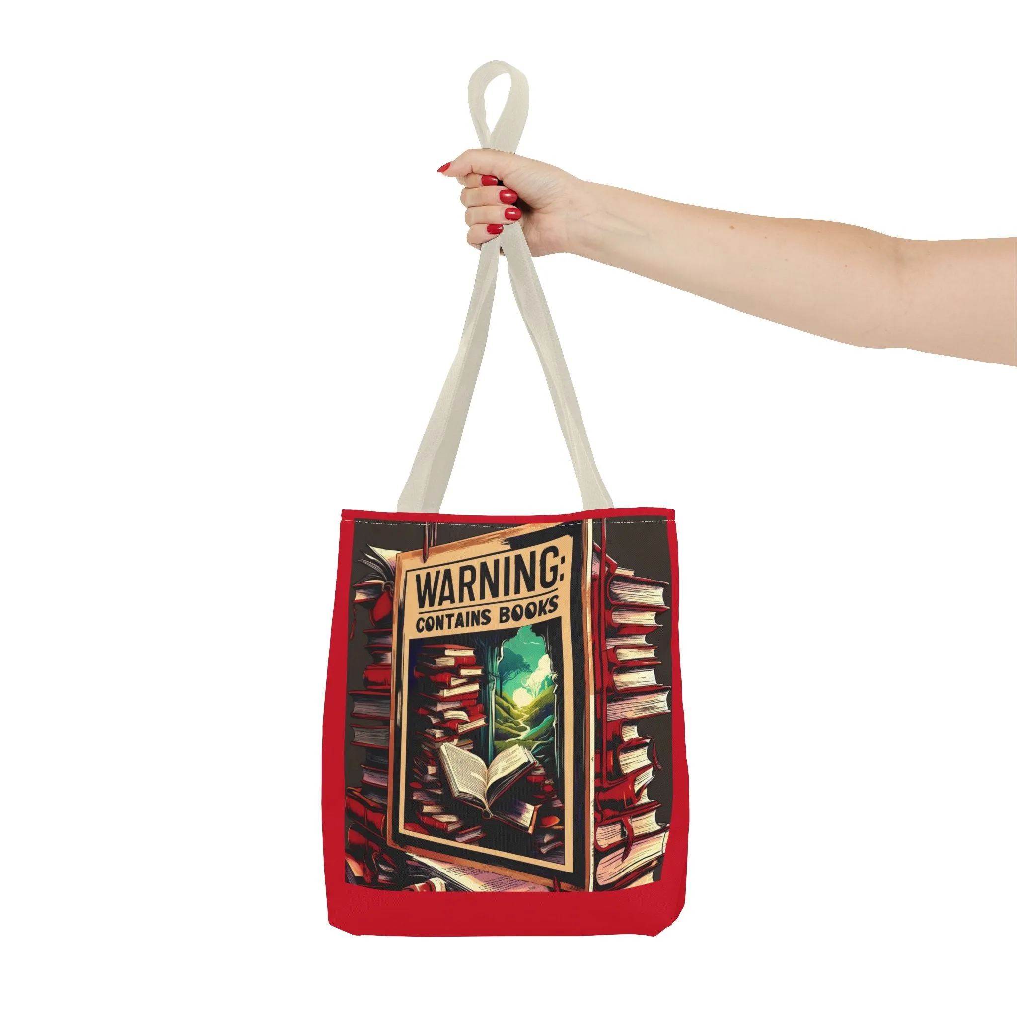 Book Lover Tote Bag - 'Warning: Contains Books' Design - Perfect for Readers & Gift Giving