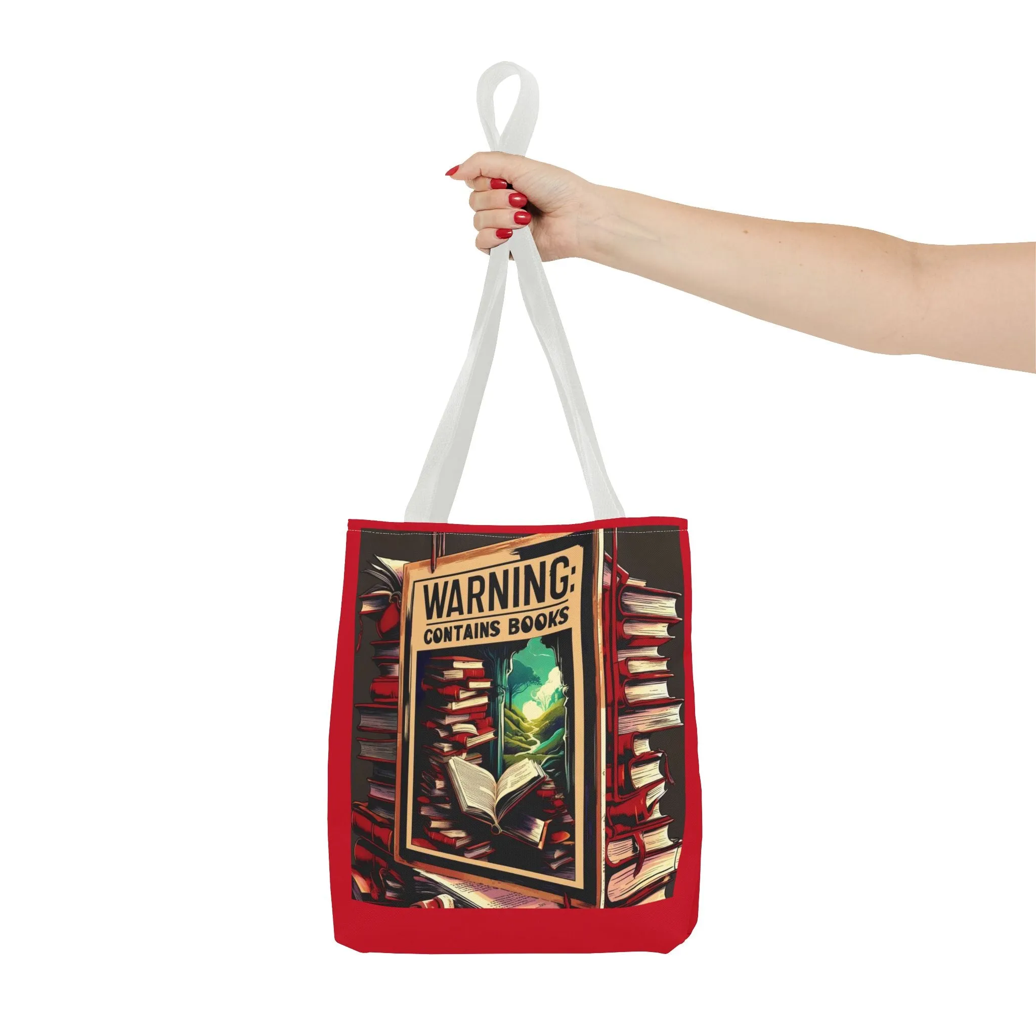 Book Lover Tote Bag - 'Warning: Contains Books' Design - Perfect for Readers & Gift Giving