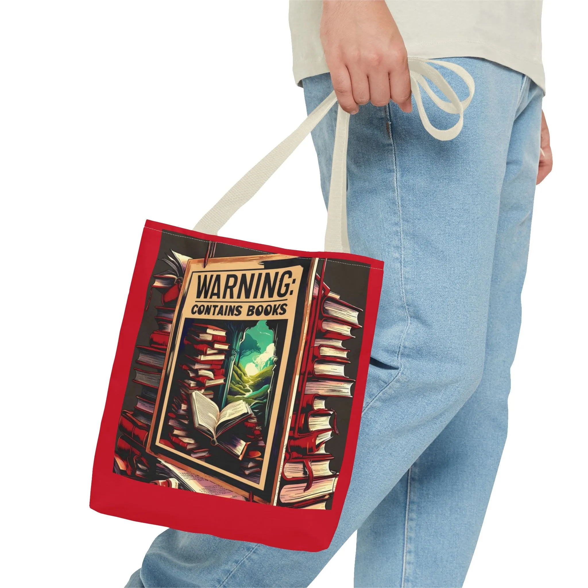 Book Lover Tote Bag - 'Warning: Contains Books' Design - Perfect for Readers & Gift Giving