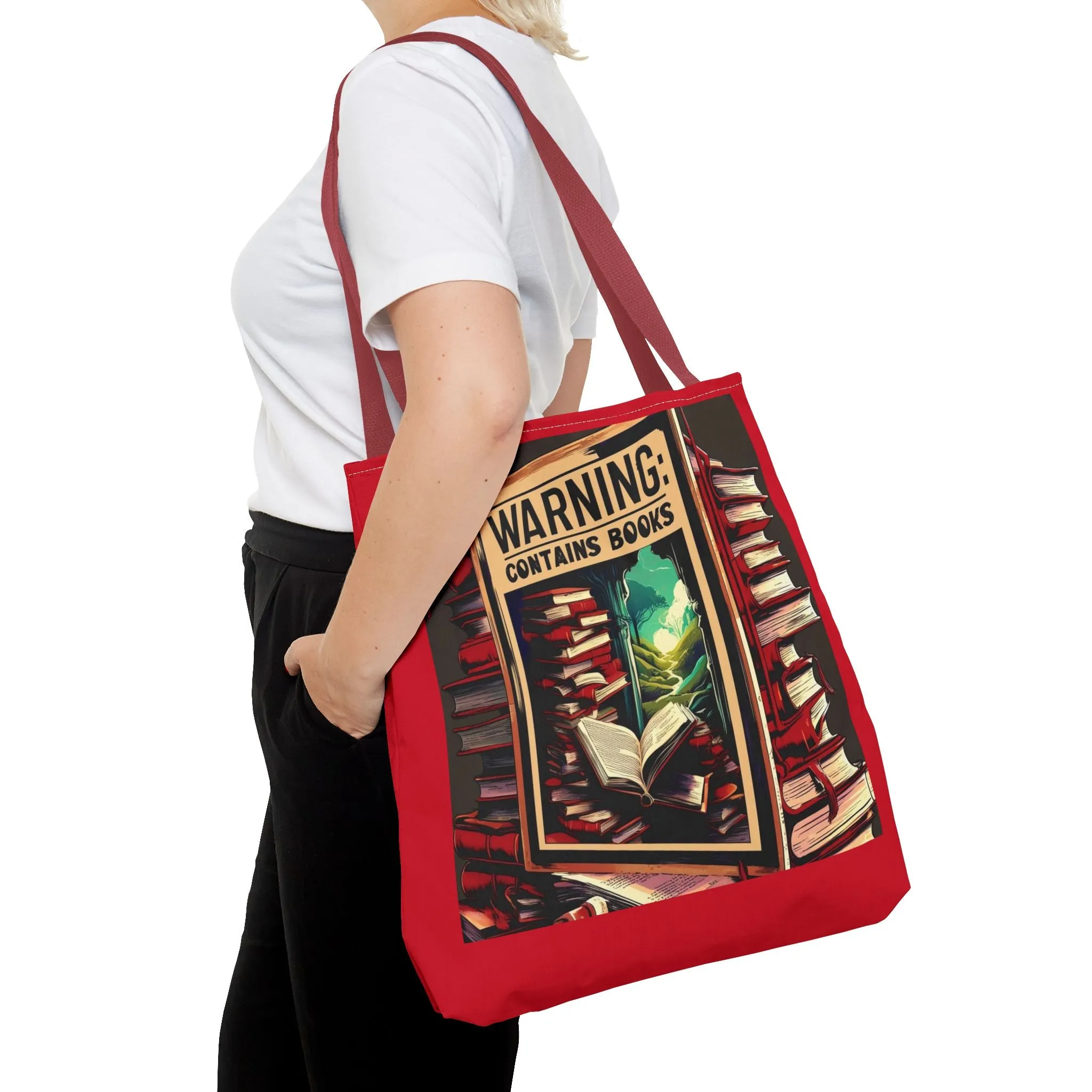 Book Lover Tote Bag - 'Warning: Contains Books' Design - Perfect for Readers & Gift Giving