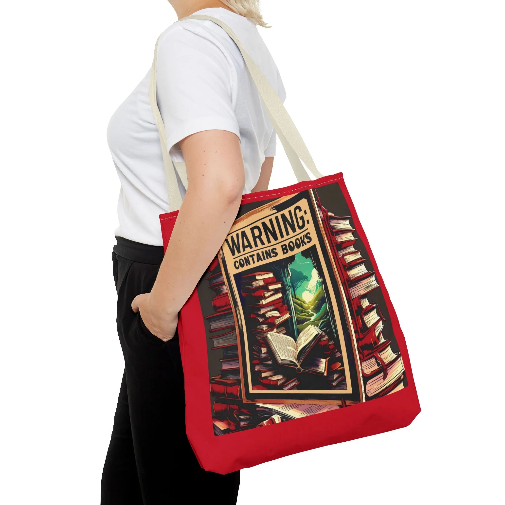 Book Lover Tote Bag - 'Warning: Contains Books' Design - Perfect for Readers & Gift Giving