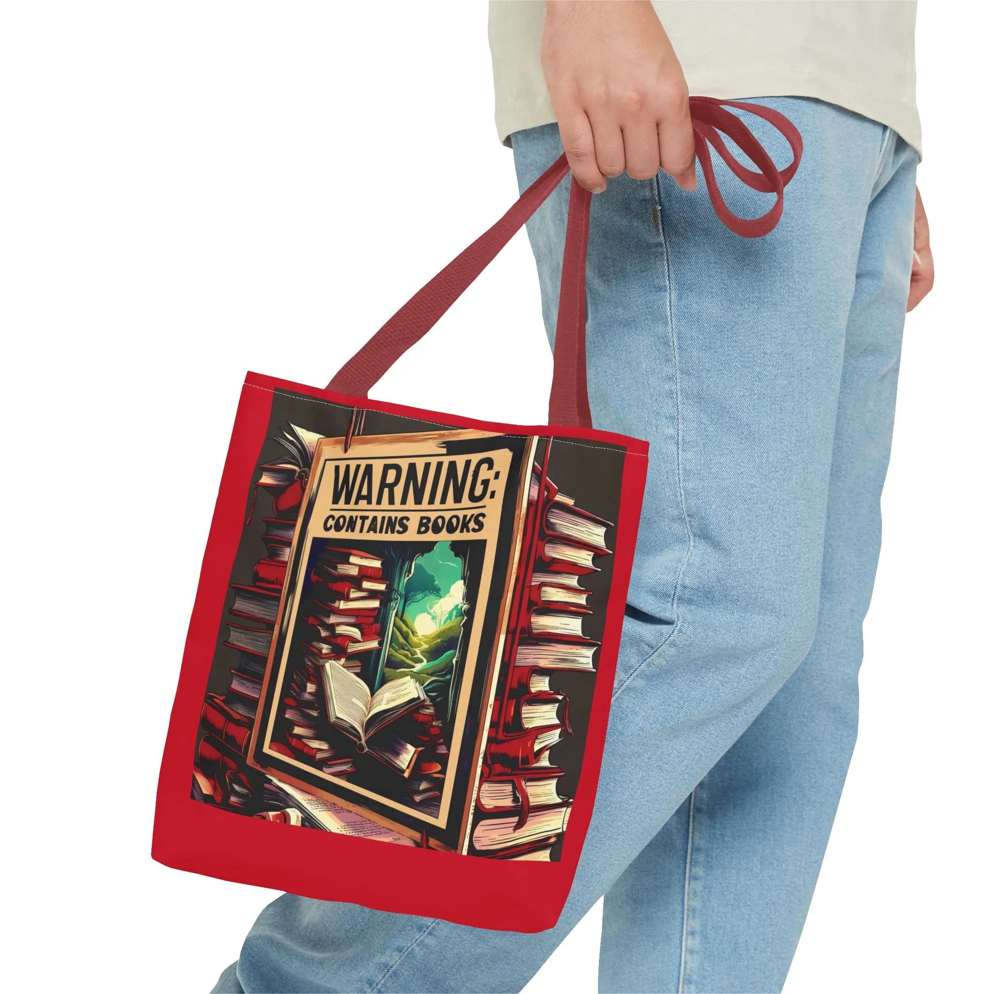 Book Lover Tote Bag - 'Warning: Contains Books' Design - Perfect for Readers & Gift Giving