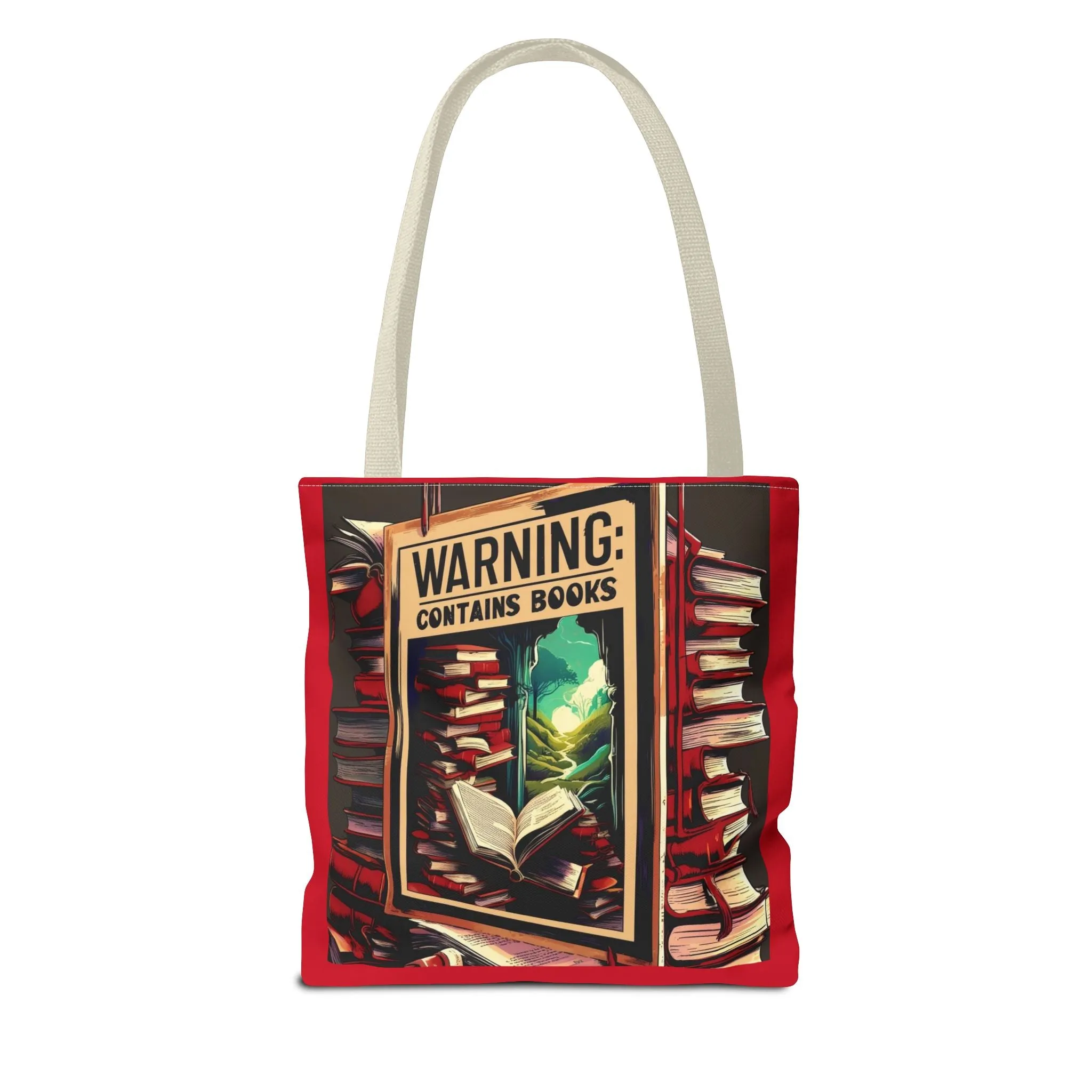 Book Lover Tote Bag - 'Warning: Contains Books' Design - Perfect for Readers & Gift Giving