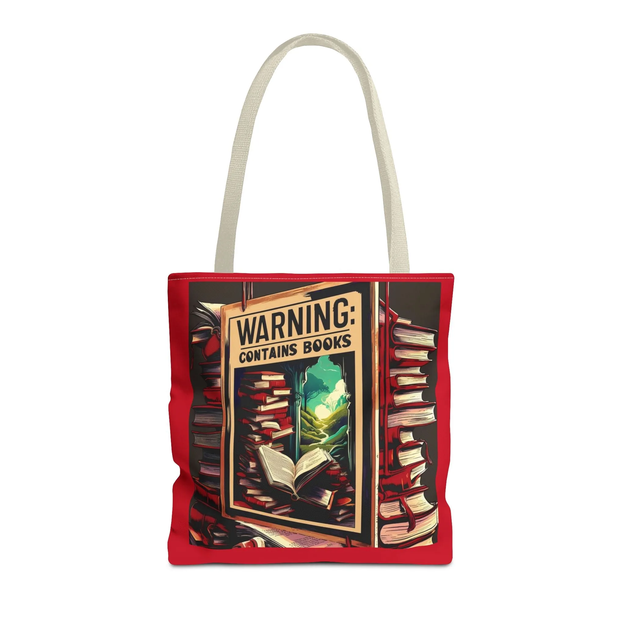 Book Lover Tote Bag - 'Warning: Contains Books' Design - Perfect for Readers & Gift Giving