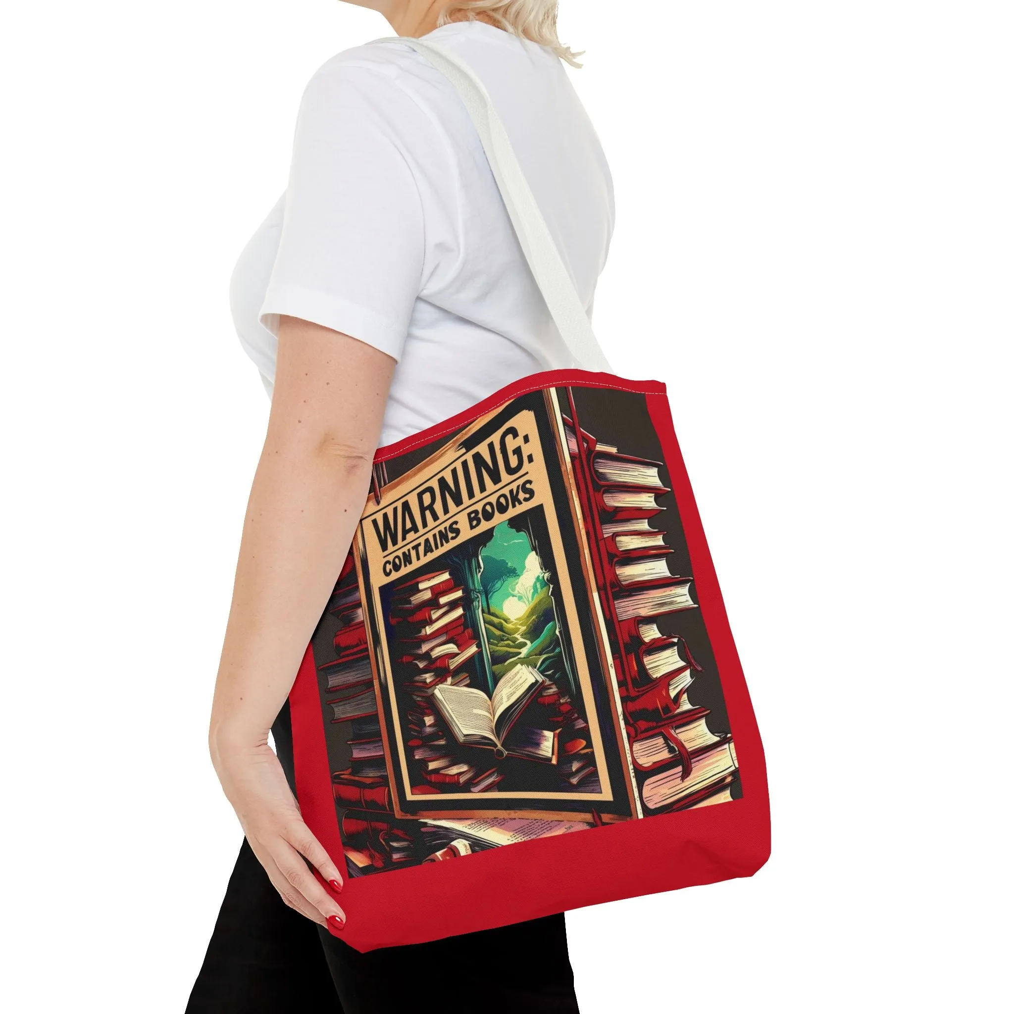 Book Lover Tote Bag - 'Warning: Contains Books' Design - Perfect for Readers & Gift Giving