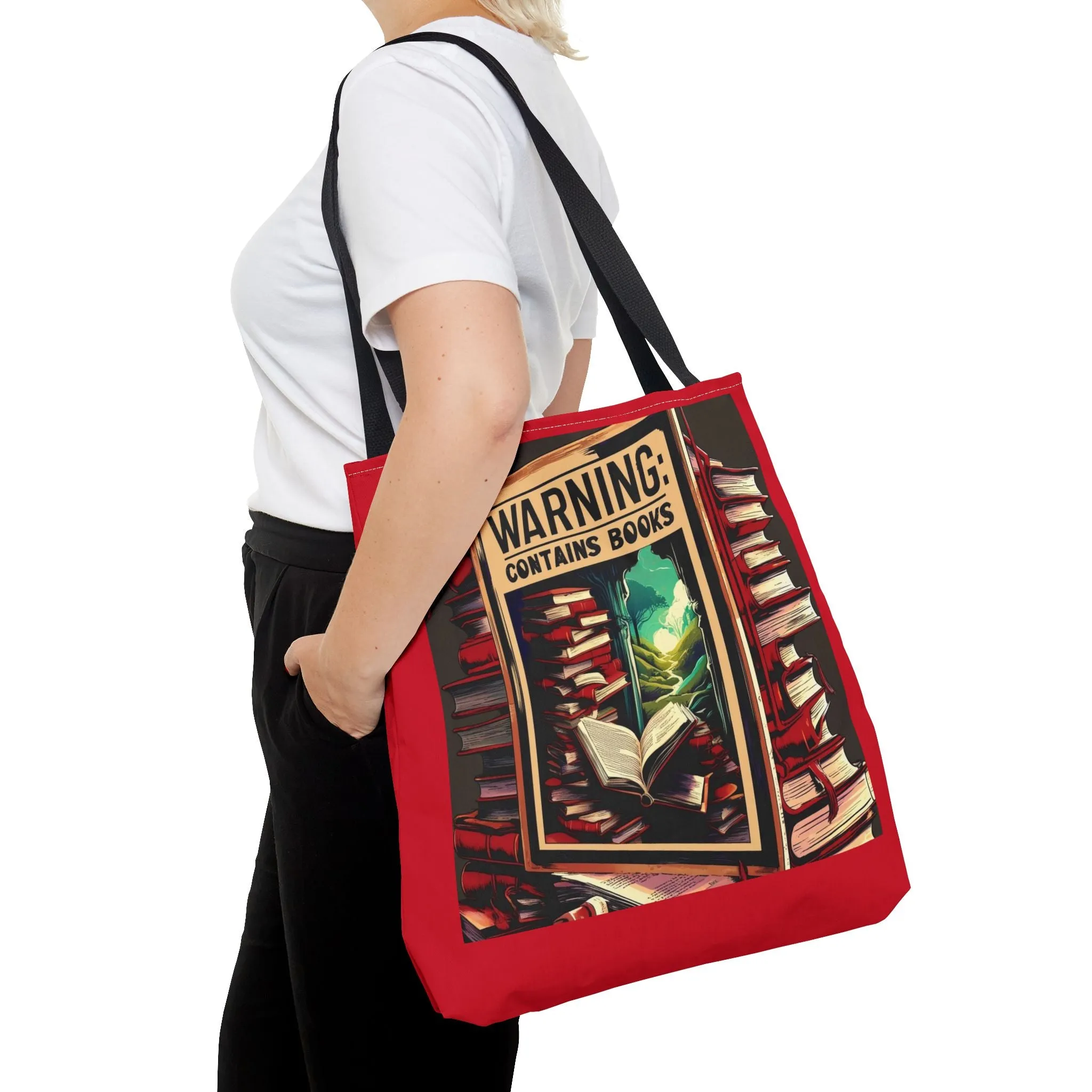 Book Lover Tote Bag - 'Warning: Contains Books' Design - Perfect for Readers & Gift Giving