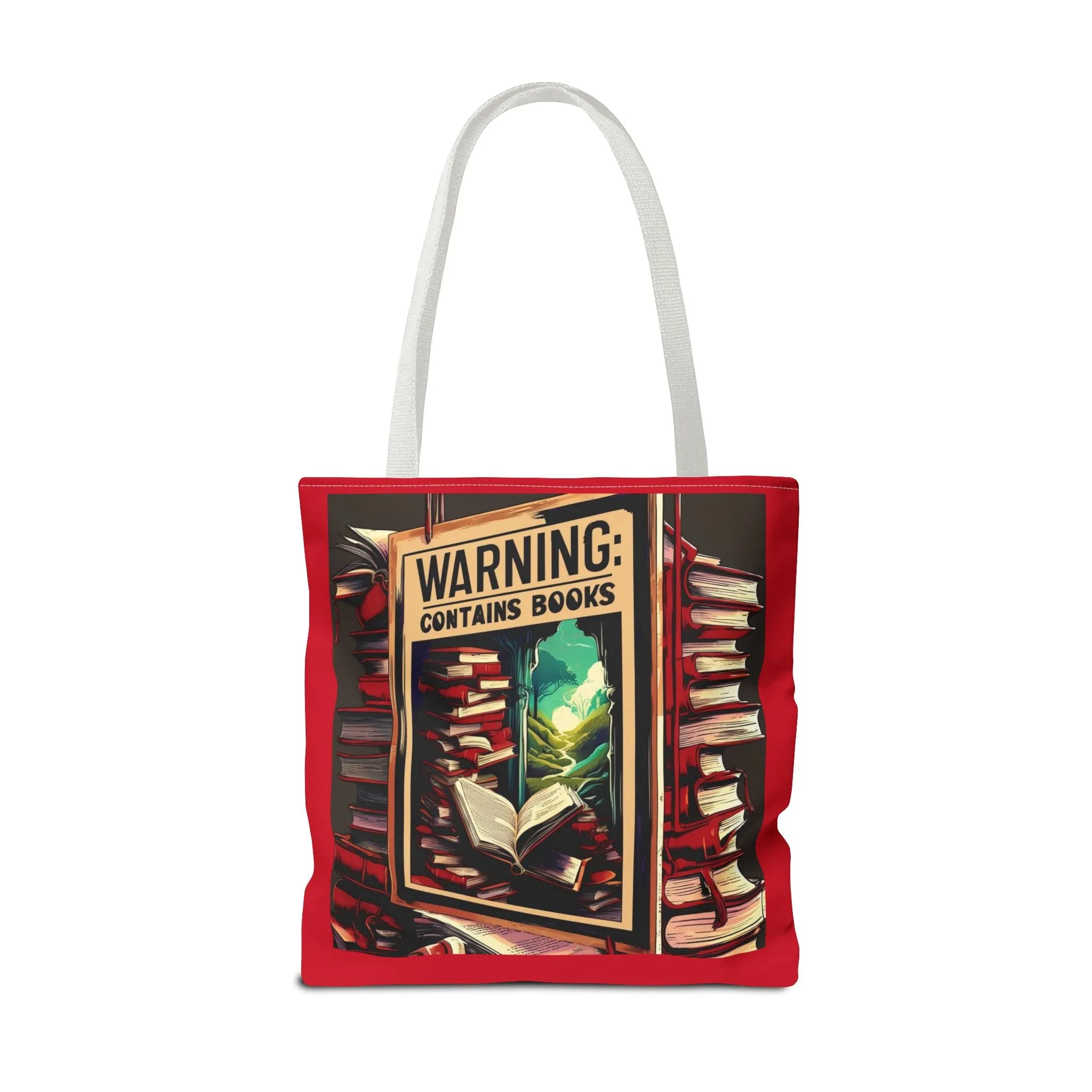 Book Lover Tote Bag - 'Warning: Contains Books' Design - Perfect for Readers & Gift Giving