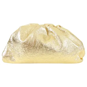 Bottega Veneta Gold Oro Wrinkle Large Leather The Pouch Clutch Bag