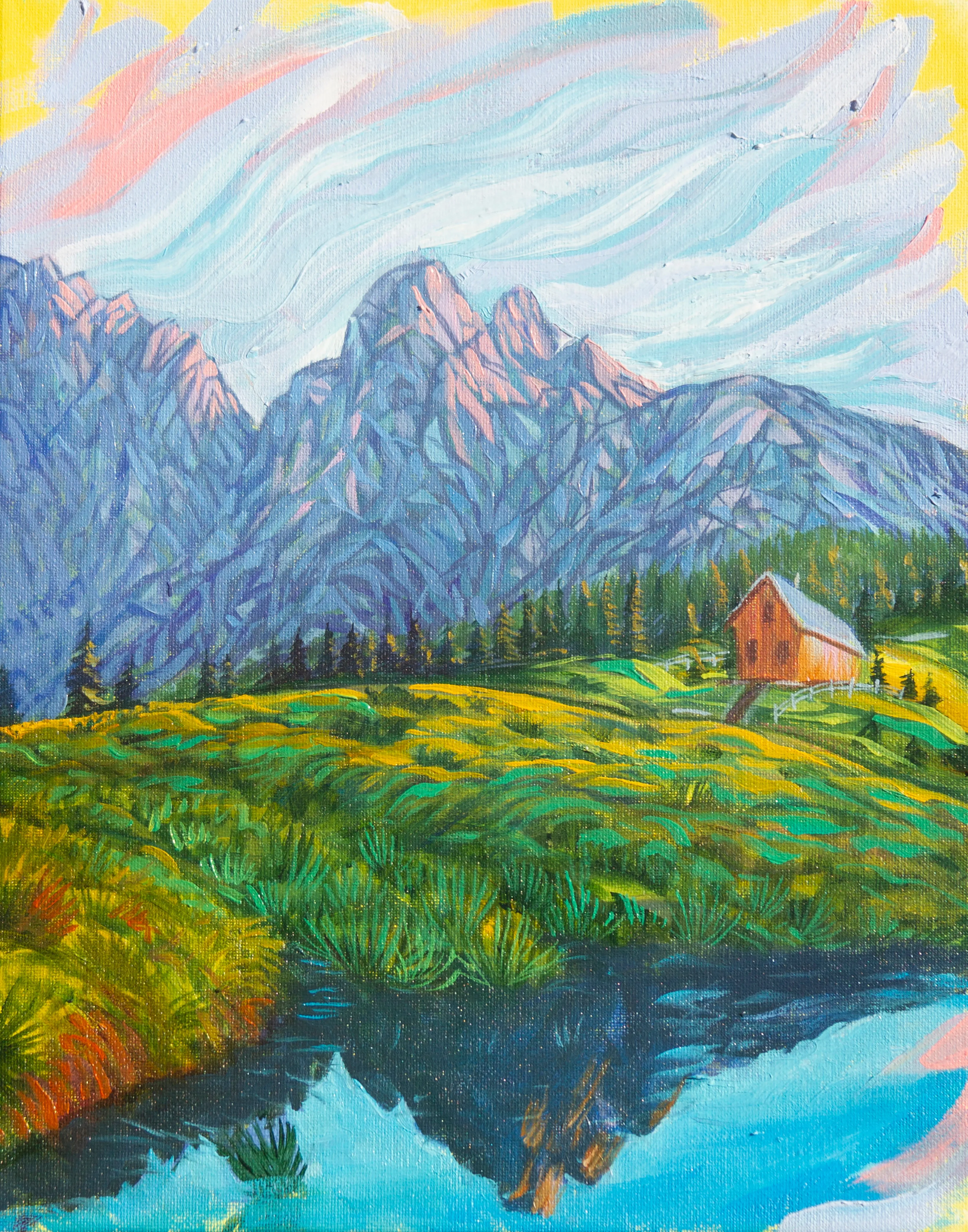 Cabin in the Mountains - Canvas Print