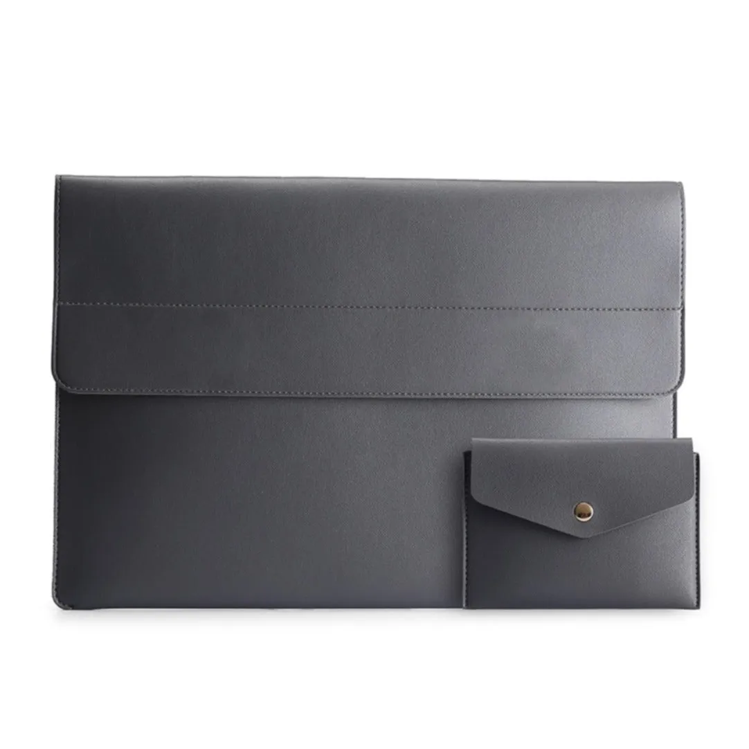Cartinoe - Universal 14" Laptop / MacBook / Tablet Leather Sleeve   Mouse Bag - Dark Gray