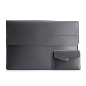Cartinoe - Universal 14" Laptop / MacBook / Tablet Leather Sleeve   Mouse Bag - Dark Gray