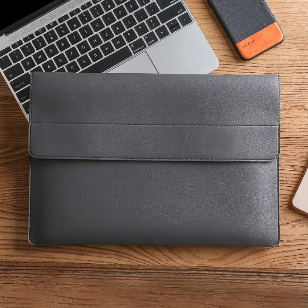 Cartinoe - Universal 14" Laptop / MacBook / Tablet Leather Sleeve   Mouse Bag - Dark Gray