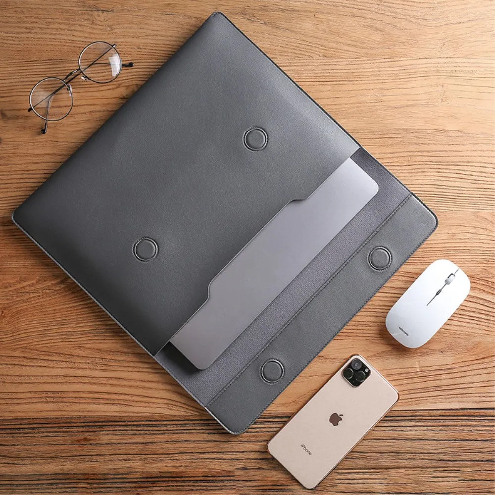 Cartinoe - Universal 14" Laptop / MacBook / Tablet Leather Sleeve   Mouse Bag - Dark Gray