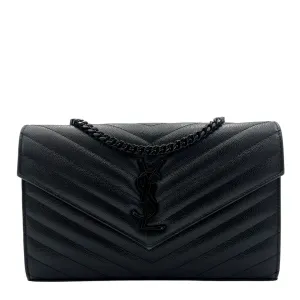 Cassandre Wallet On Chain Black in Calfskin, Lacquered Metal hardware