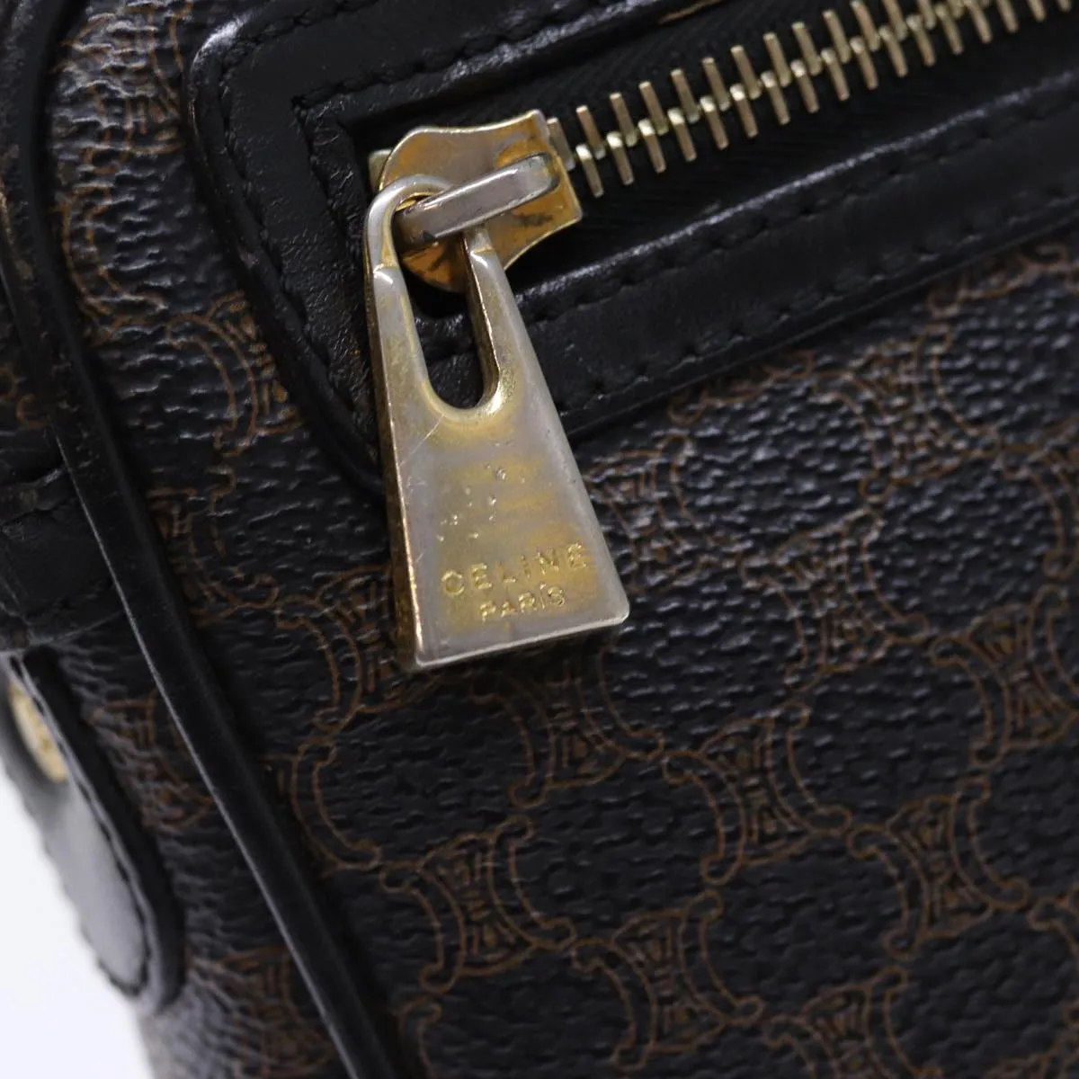 CELINE Macadam Canvas Clutch Bag PVC Black Auth yk12275