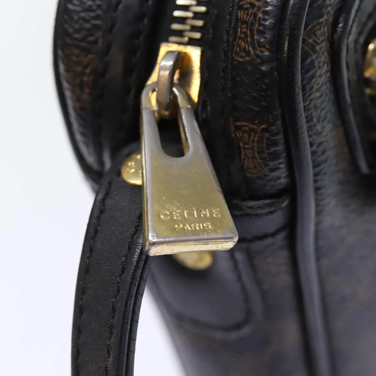 CELINE Macadam Canvas Clutch Bag PVC Black Auth yk12275