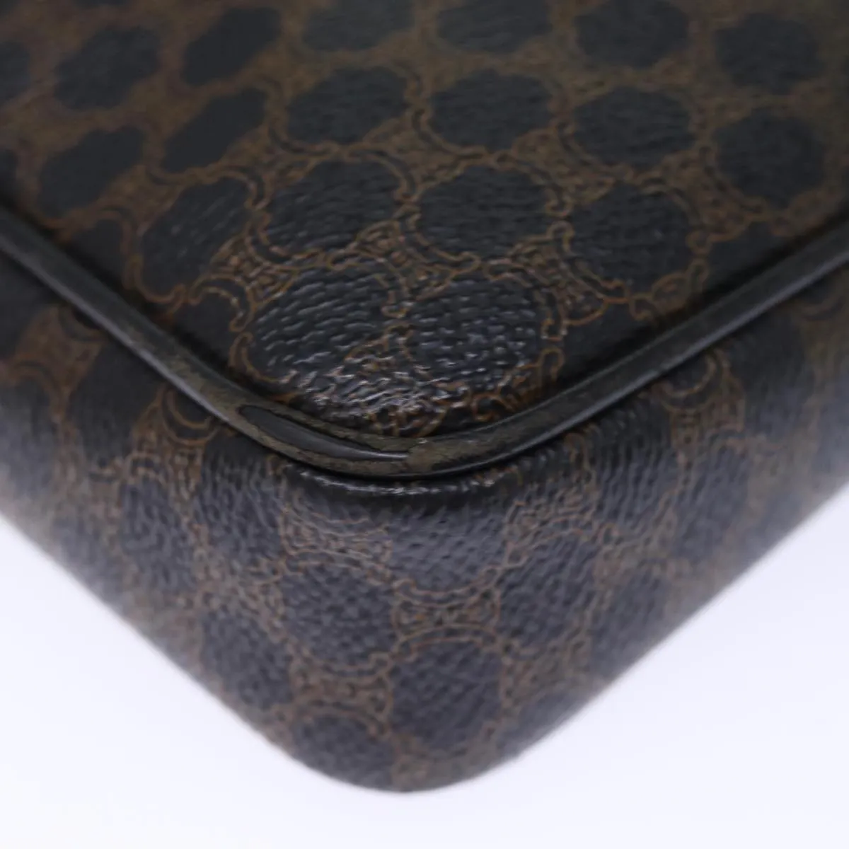 CELINE Macadam Canvas Clutch Bag PVC Black Auth yk12275