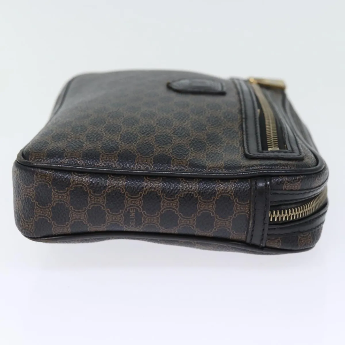 CELINE Macadam Canvas Clutch Bag PVC Black Auth yk12275