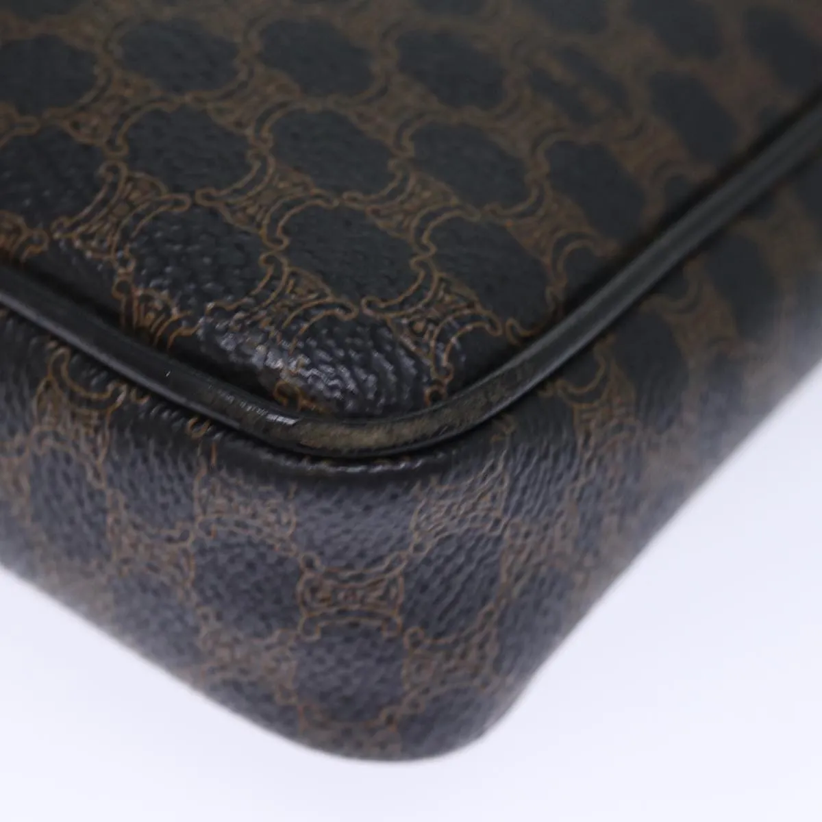 CELINE Macadam Canvas Clutch Bag PVC Black Auth yk12275