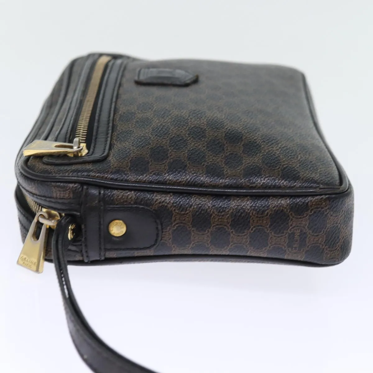 CELINE Macadam Canvas Clutch Bag PVC Black Auth yk12275